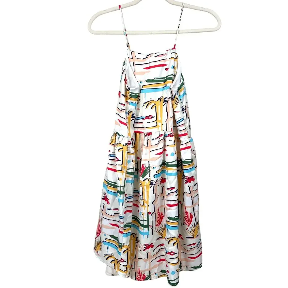 Crosby By Mollie Burch Womens S Multi Color Beach Abstract Halter Mini Dress NEW